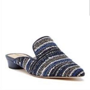 Sam Edelman Ansley‎ Navy Stripe Boucle Fabric Mules - Size 8.5